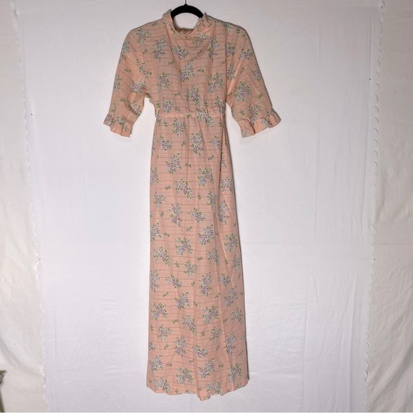Vintage Light Pink Floral Short Sleeve Housecoat Dressing Gown Robe XL - Picture 2 of 16